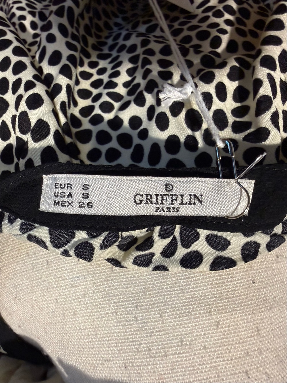 Griffin Paris NWT Cream Dot Wrap Dress with Tie Belt - Picture 3 of 13